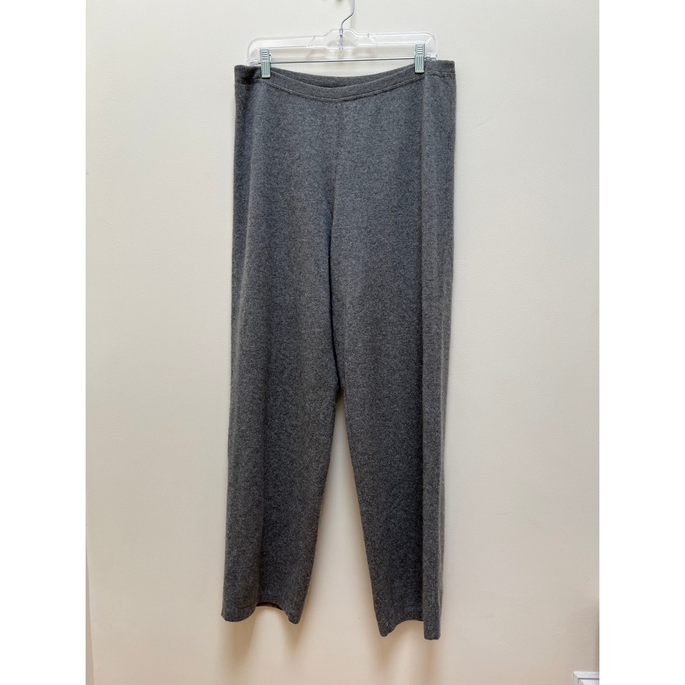 Neiman Marcus Pants Women L Grey Cashmere Knit Straight Leg Lounge Luxury Soft